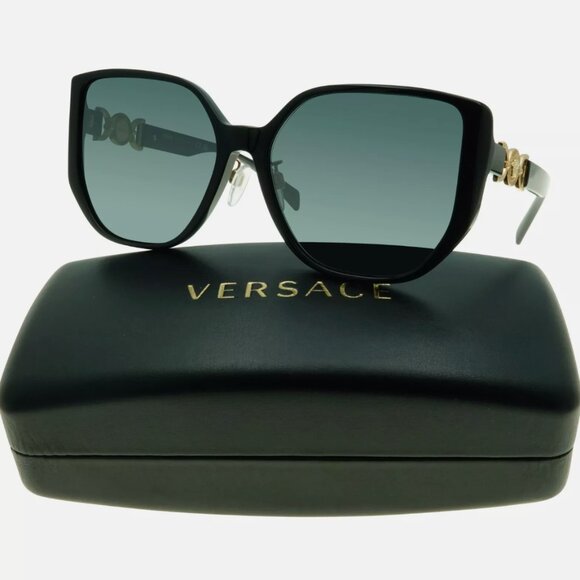 Versace Medusa Women\'s Black Gold Square Sunglasses